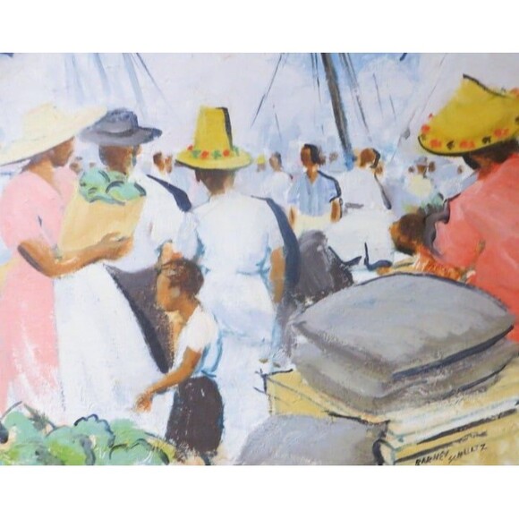 Amazing Original Art Work - Marketplace by American Artist Barney Schultz - Picture 3 of 4
